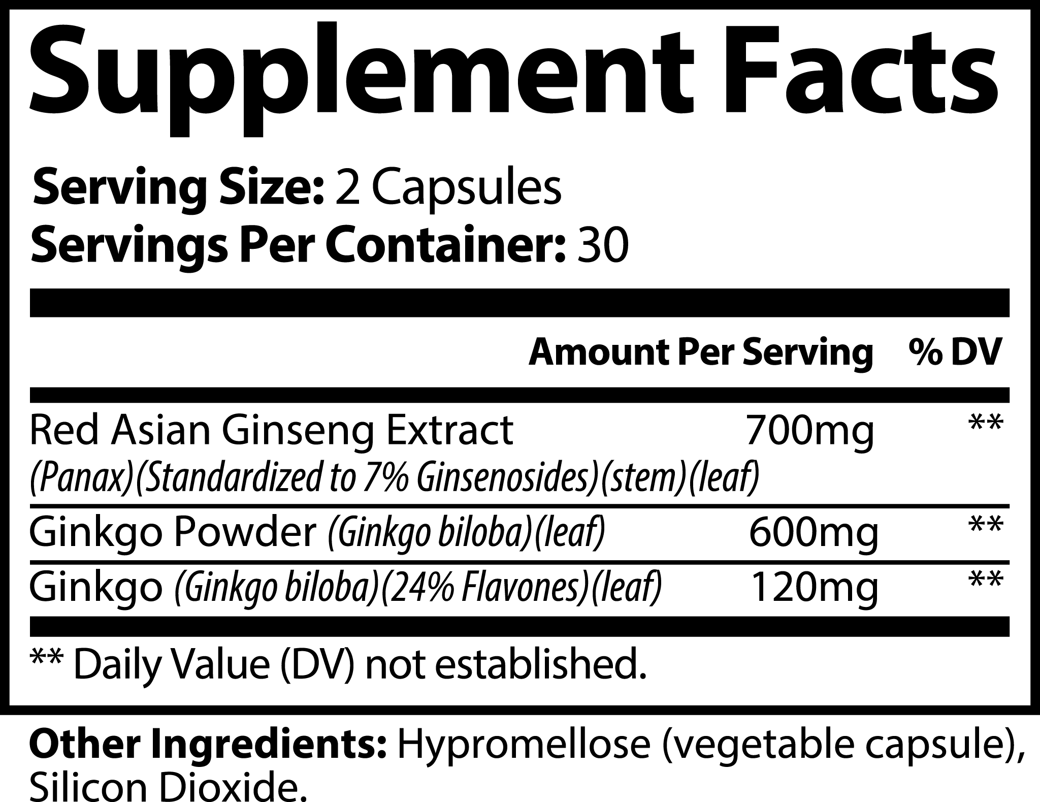 Ginkgo Biloba and Ginseng Capsules